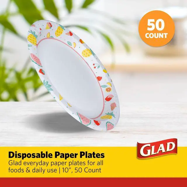 Alt view image 2 of 6 - Disposable Paper Plates, Picnic Design - Soak Proof, Cut-Resistant, and Microwavable for All Foods, Great for Outdoor Parties and Everyday Meals, Multicolor, 10 Inch, 50 Count
