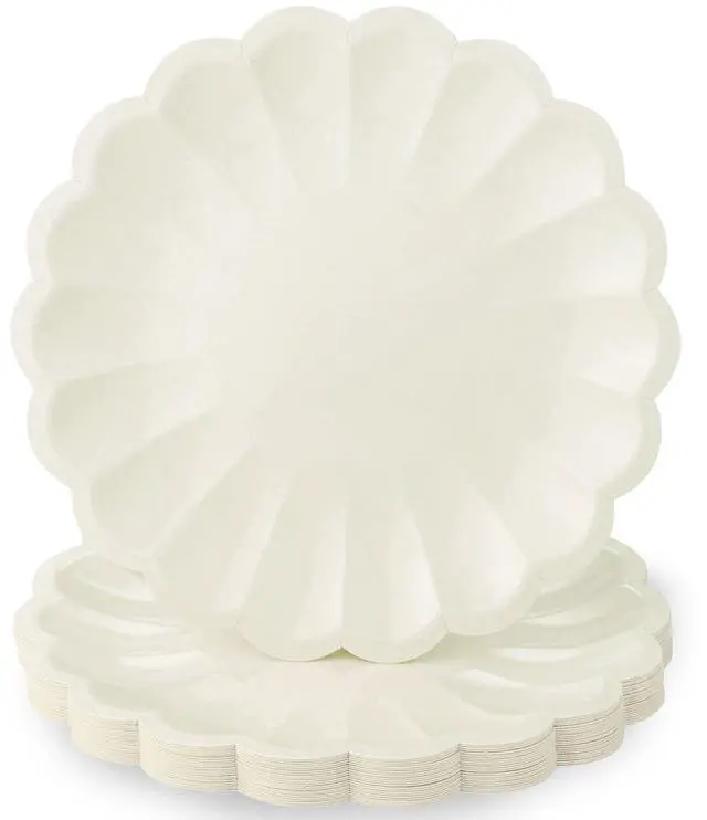 Main image of 30 Pcs Ivory Paper Plates 9.5 In Scalloped Party Plates Disposable Heavy Duty Dinner Plates with Shell Edge Cream Plate for Wedding Baby Shower Birthday Party