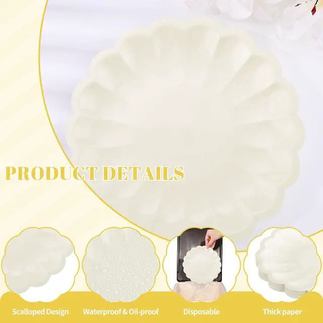 Alt view image 4 of 7 - 30 Pcs Ivory Paper Plates 9.5 In Scalloped Party Plates Disposable Heavy Duty Dinner Plates with Shell Edge Cream Plate for Wedding Baby Shower Birthday Party