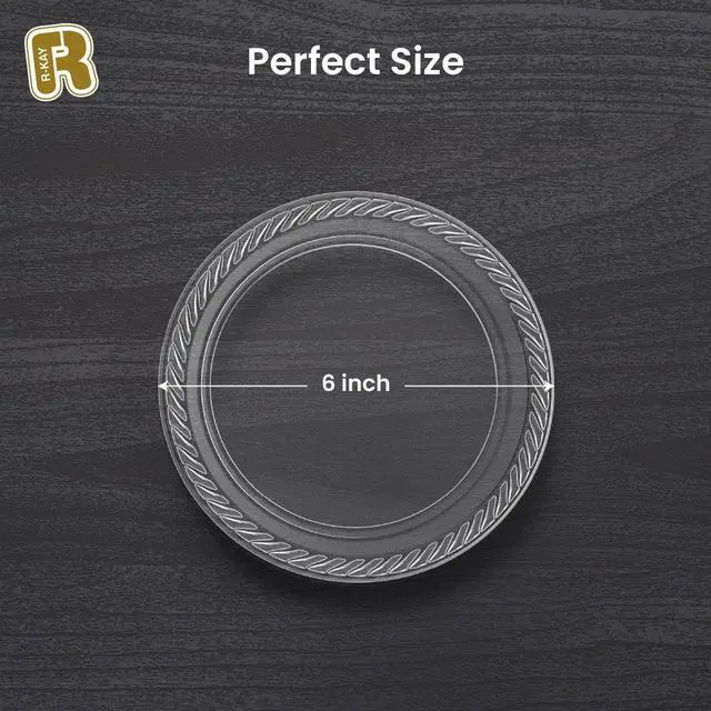 Alt view image 3 of 6 - 100 Pack 6 Inch Clear Plastic Plates - Heavy Duty Small Dessert Plates - Microwavable Small Appetizer Plates - Premium 6 inch Disposable Plates