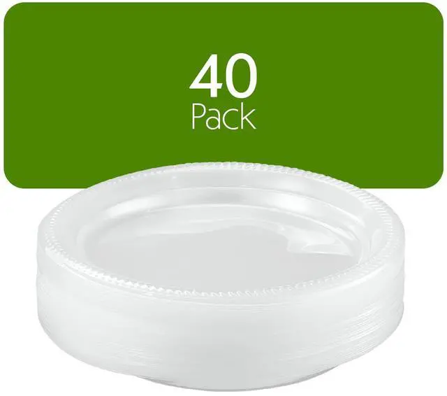 Alt view image 7 of 7 - 40 Pack Clear Plastic Plates 9 Inch Durable Disposable Plastic Dinner Plates for Parties Events BBQ