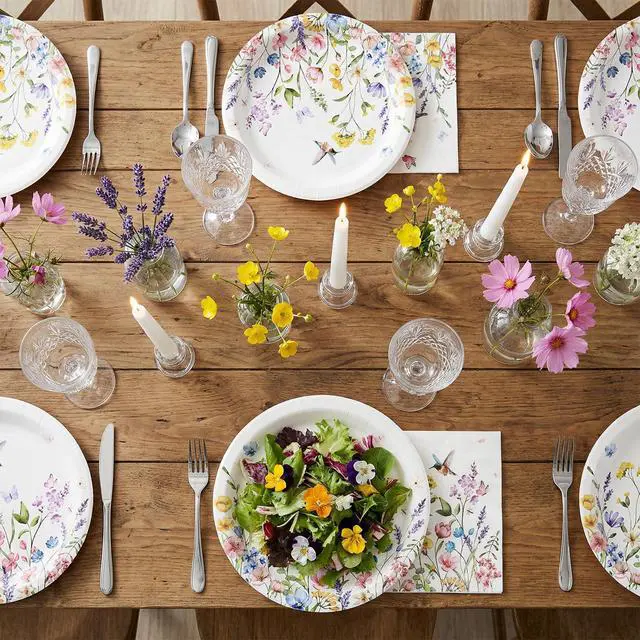 Alt view image 5 of 7 - 50 Pcs Wildflower Plates and Napkins, Baby in Bloom Baby Shower Decorations