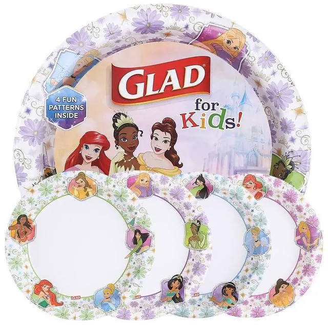Main image of Princess Kids Paper Plates, Heavy Duty Soak Proof and Microwavable, Cut Resistant Disposable Snack Plates for Everyday Meals, School Lunches and Birthday Parties, 8.5 Inch, 40 Count