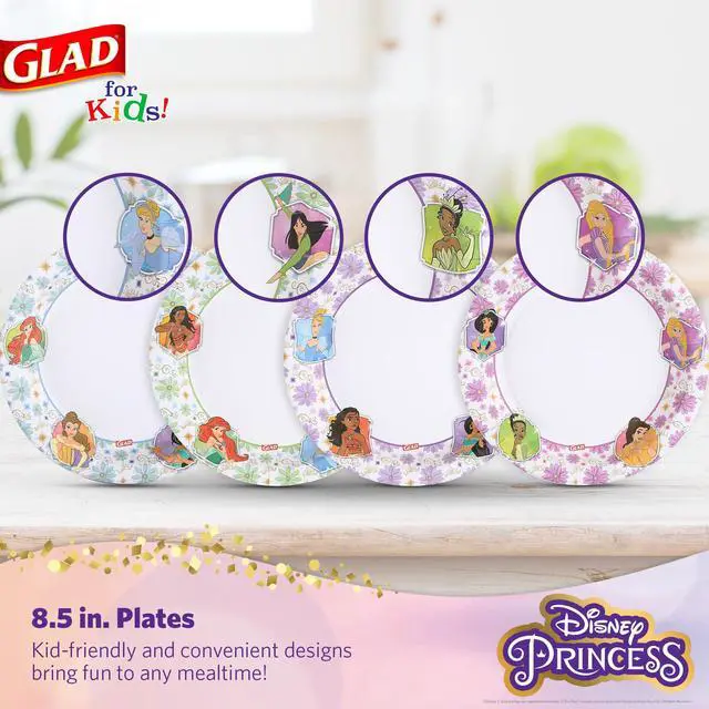 Alt view image 2 of 6 - Princess Kids Paper Plates, Heavy Duty Soak Proof and Microwavable, Cut Resistant Disposable Snack Plates for Everyday Meals, School Lunches and Birthday Parties, 8.5 Inch, 40 Count