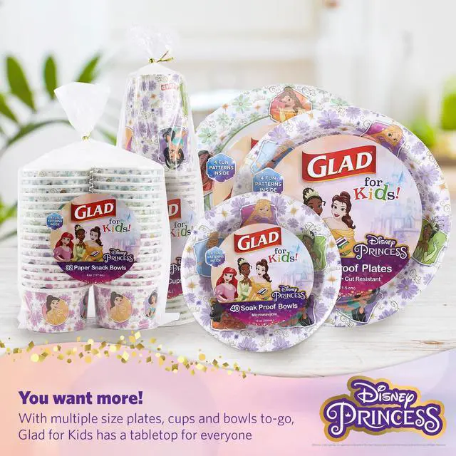 Alt view image 6 of 6 - Princess Kids Paper Plates, Heavy Duty Soak Proof and Microwavable, Cut Resistant Disposable Snack Plates for Everyday Meals, School Lunches and Birthday Parties, 8.5 Inch, 40 Count