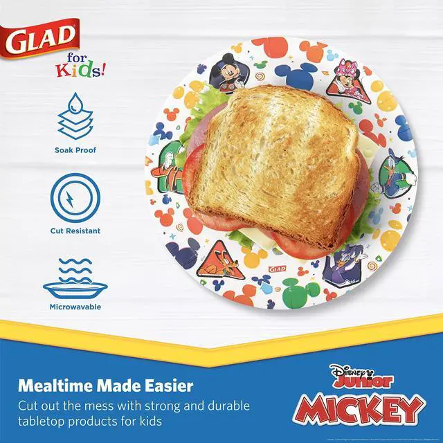 Alt view image 3 of 5 - for Kids Mickey and Friends Disposable Paper Plates Snacks and Meals Heavy Duty Soak Proof Cut Resistant Microwave Safe Kids Plates Party Pack 8.5 Inch 40 Count Single Bulk Single Pack