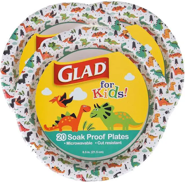 Main image of for Kids Dinosaur Theme Disposable Paper Plates, Heavy Duty Soak-Proof Microwave Safe Round Plates for Kids Birthdays, Parties, and Everyday Meals, 8.5 Inch, 20 Count - 3 Pack