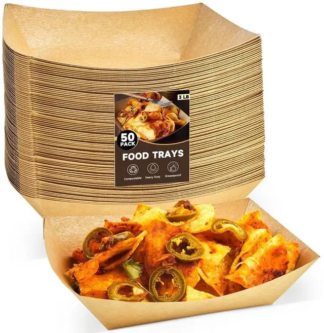 Main image of Paper Food Trays, 3 Lb, 50 Pack