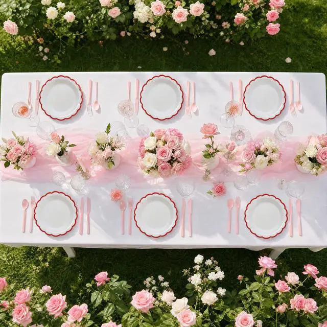 Alt view image 3 of 7 - 7 Inch Red and White Paper Plates for Baby Shower & Tea Party