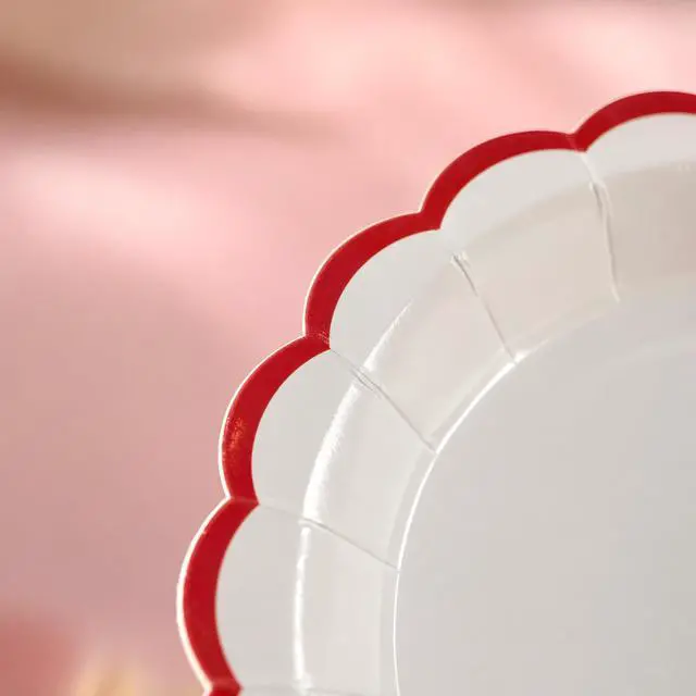 Alt view image 6 of 7 - 7 Inch Red and White Paper Plates for Baby Shower & Tea Party