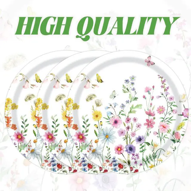 Alt view image 4 of 7 - 50PCS Wildflower Party Paper Plates 7 Inch, Disposable Floral Cake Dessert Plates for Spring Summer Picnic Wedding Baby Shower Birthday Tea Party Decorations (Wildflower)