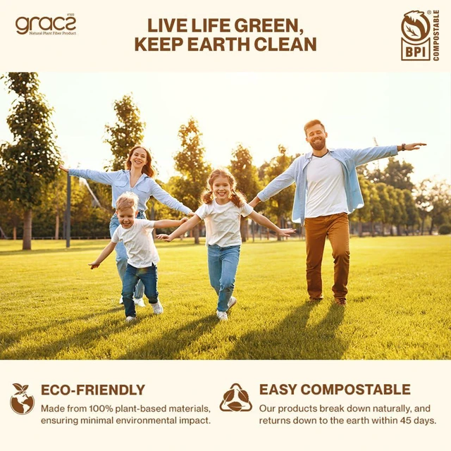 Alt view image 6 of 6 - Disposable Plates - Compostable Paper Plates 10-inch - Made from Renewable Sugarcane Fiber - For Home, Catering, Schools, Healthcare Facilities - Round with 3 Compartments - Pack of 50