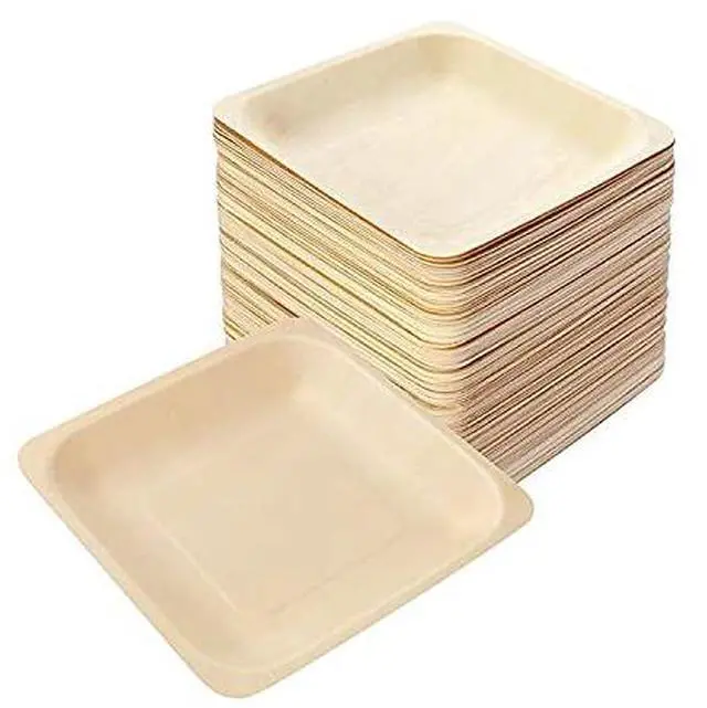 Main image of Earth Friendly All Natural Premium Quality 100% Compostable & Biodegradable 5 Inch Birch Wood Disposable Plates. Great for Parties, Wedding Events (5.5" x 5.5" Appetizer Plate) 25 pc