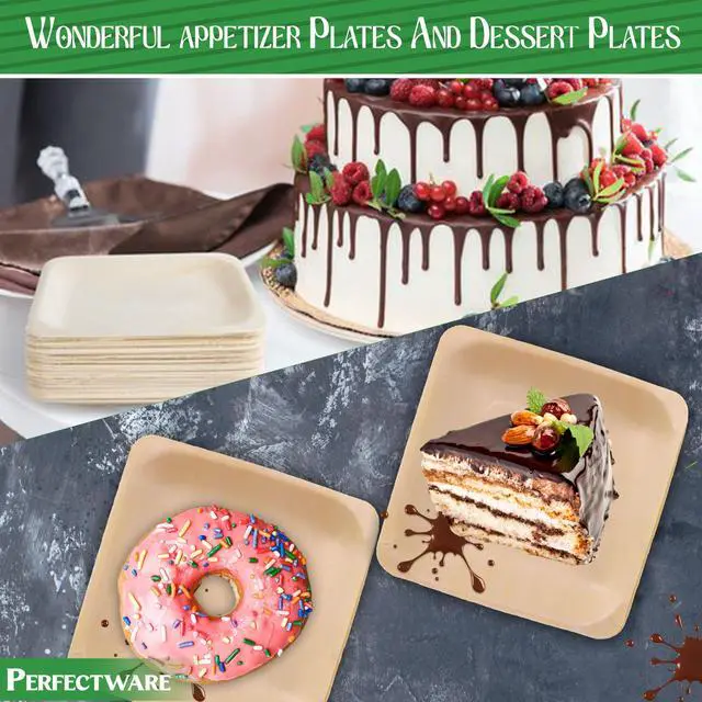 Alt view image 6 of 6 - Earth Friendly All Natural Premium Quality 100% Compostable & Biodegradable 5 Inch Birch Wood Disposable Plates. Great for Parties, Wedding Events (5.5" x 5.5" Appetizer Plate) 25 pc