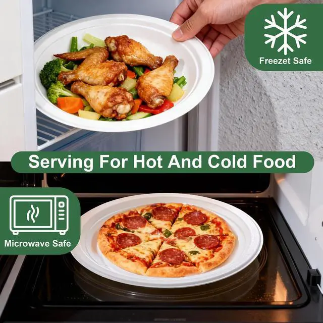 Alt view image 4 of 7 - 100% Compostable Paper Plates 7 Inch, 60-Pack Heavy Duty Paper Plates Bulk,Biodegradable Bagasse,Eco-Friendly Disposable Dessert Plate for BBQ,Picnic,Party (BPI Certified,Microwaveable)
