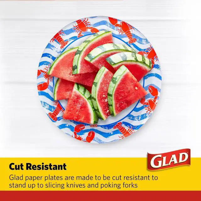 Alt view image 4 of 6 - Disposable Paper Plates, Lobster Waves Design - Soak Proof, Cut-Resistant, and Microwavable for All Foods, Great for Beach Parties and Everyday Meals, Multicolor, 10 Inch, 50 Count