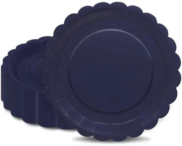 Main image of 40Pcs Navy Blue Paper Plates 7 Inch Disposable Scalloped Dessert Platter for 4th of July Independence Day