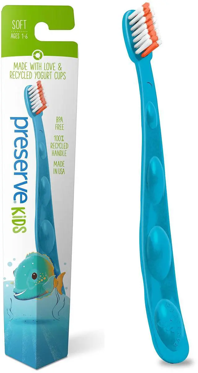 Main image of Kids Toothbrushes, Made in the from Recycled Plastic, Soft Bristles, Colors Vary, 1 Count