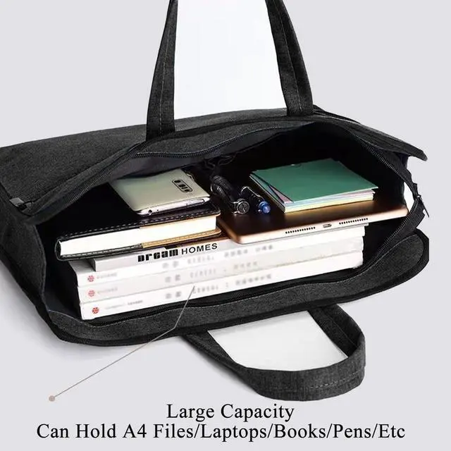 Alt view image 3 of 6 - Document Bag Oxford Zippered File Bag with Handle Waterproof Portable Briefcase Office Laptop Bag File Tote Bag for Carrying Paper Laptop Files Books (Grey)
