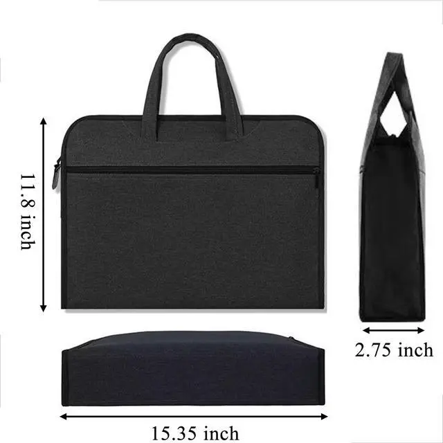 Alt view image 5 of 6 - Document Bag Oxford Zippered File Bag with Handle Waterproof Portable Briefcase Office Laptop Bag File Tote Bag for Carrying Paper Laptop Files Books (Grey)
