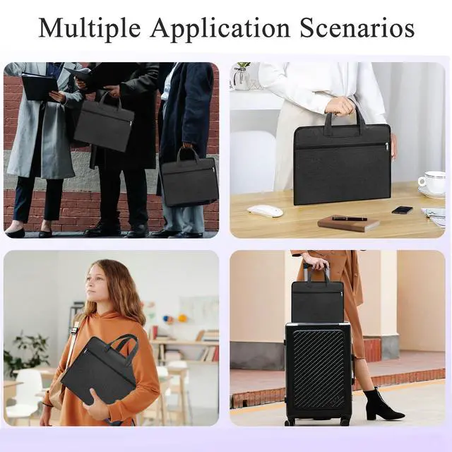 Alt view image 6 of 6 - Document Bag Oxford Zippered File Bag with Handle Waterproof Portable Briefcase Office Laptop Bag File Tote Bag for Carrying Paper Laptop Files Books (Grey)