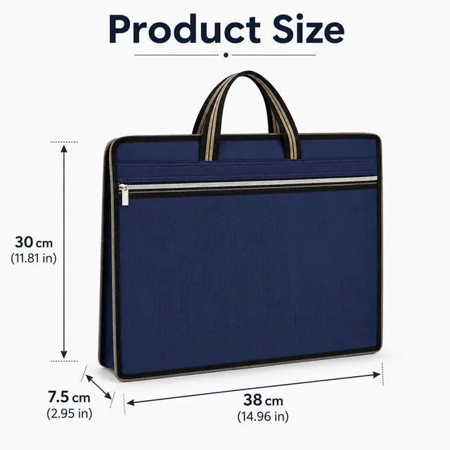 Alt view image 2 of 7 - Document Bag for Men File Bag Folder Bags, Briefcase for Men, Document Bags with Zipper Carrying Case with Handle,File Tote-Bag for Laptop Files Book (38x30x7.5cm,Blue)