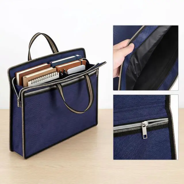 Alt view image 4 of 7 - Document Bag for Men File Bag Folder Bags, Briefcase for Men, Document Bags with Zipper Carrying Case with Handle,File Tote-Bag for Laptop Files Book (38x30x7.5cm,Blue)