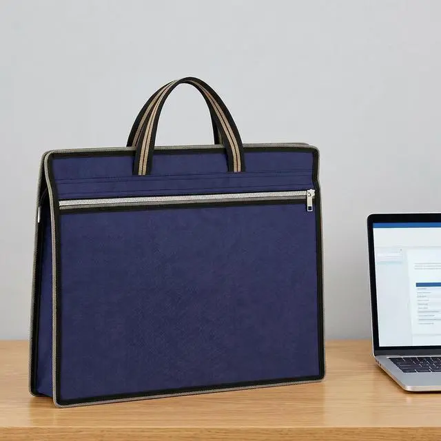 Alt view image 6 of 7 - Document Bag for Men File Bag Folder Bags, Briefcase for Men, Document Bags with Zipper Carrying Case with Handle,File Tote-Bag for Laptop Files Book (38x30x7.5cm,Blue)