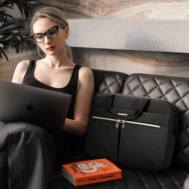 Alt view image 2 of 6 - Laptop Bag, 15.6/17.3 Inch Briefcase for Women Large Laptop Case Computer Bag Office Travel Business, Black