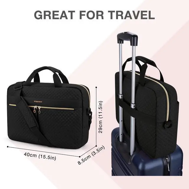 Alt view image 6 of 6 - Laptop Bag, 15.6/17.3 Inch Briefcase for Women Large Laptop Case Computer Bag Office Travel Business, Black