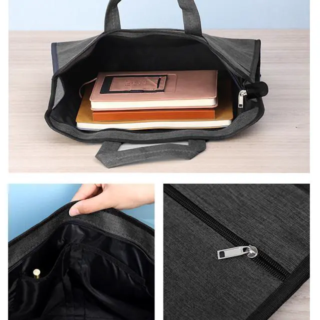 Alt view image 2 of 6 - Oxford Document Bag with Handle Waterproof Lightweight Portable File Bag for Carrying Paper Files Books Filing Folder (Black)