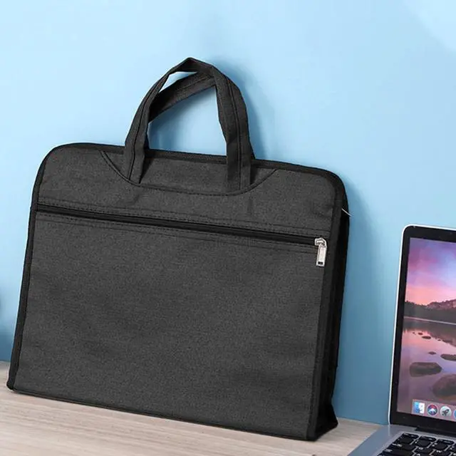 Alt view image 3 of 6 - Oxford Document Bag with Handle Waterproof Lightweight Portable File Bag for Carrying Paper Files Books Filing Folder (Black)