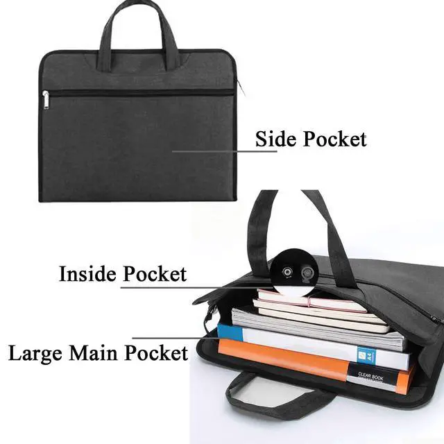 Alt view image 4 of 6 - Oxford Document Bag with Handle Waterproof Lightweight Portable File Bag for Carrying Paper Files Books Filing Folder (Black)