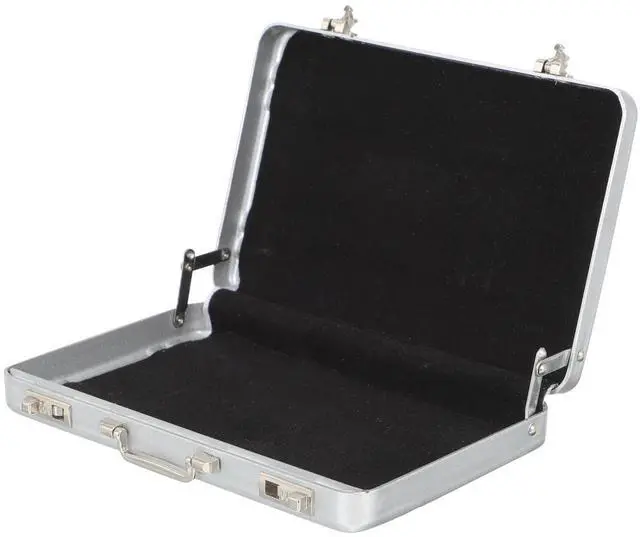 Main image of Business Card Holder Case: Portable Mini Briefcase Aluminum Credit ID Storage Box Organizer for Men Women Compact Suitcase Case Costume Props for Office Meeting Supplies and Visiting Cards