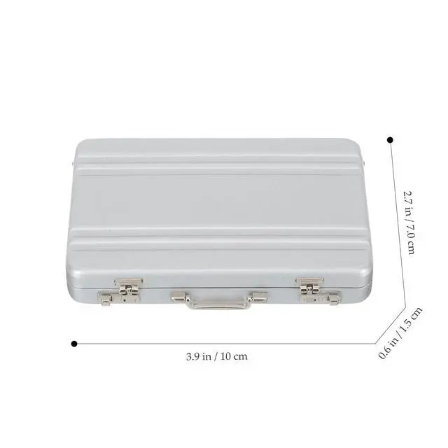 Alt view image 4 of 7 - Business Card Holder Case: Portable Mini Briefcase Aluminum Credit ID Storage Box Organizer for Men Women Compact Suitcase Case Costume Props for Office Meeting Supplies and Visiting Cards