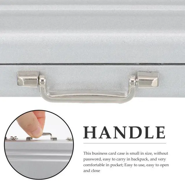 Alt view image 5 of 7 - Business Card Holder Case: Portable Mini Briefcase Aluminum Credit ID Storage Box Organizer for Men Women Compact Suitcase Case Costume Props for Office Meeting Supplies and Visiting Cards