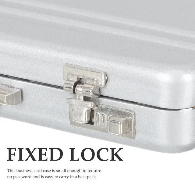 Alt view image 6 of 7 - Business Card Holder Case: Portable Mini Briefcase Aluminum Credit ID Storage Box Organizer for Men Women Compact Suitcase Case Costume Props for Office Meeting Supplies and Visiting Cards