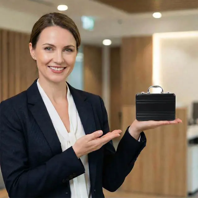 Alt view image 3 of 7 - Business Card Holder Mini Briefcase Card Storage Box Case for Men Women