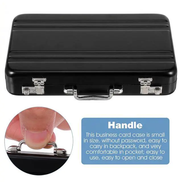 Alt view image 4 of 7 - Business Card Holder Mini Briefcase Card Storage Box Case for Men Women