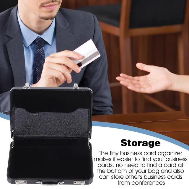 Alt view image 6 of 7 - Business Card Holder Mini Briefcase Card Storage Box Case for Men Women