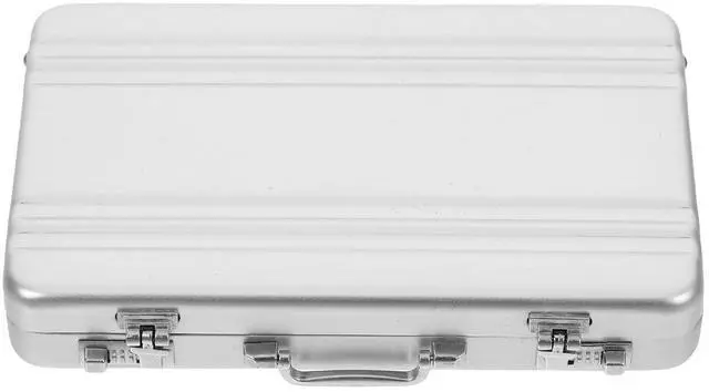 Main image of Business Card Holder, Aluminum Alloy Name Card Case with Handle, Mini Metal Briefcase Organizer for Business Meetings And Events Storage Mensliver