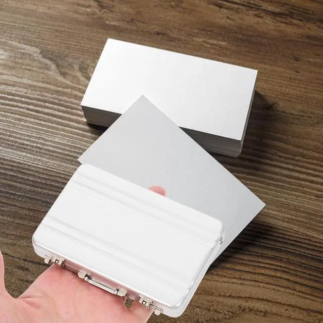 Alt view image 2 of 7 - Business Card Holder, Aluminum Alloy Name Card Case with Handle, Mini Metal Briefcase Organizer for Business Meetings And Events Storage Mensliver
