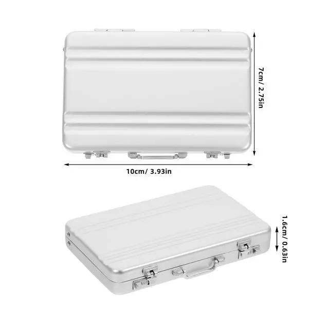 Alt view image 4 of 7 - Business Card Holder, Aluminum Alloy Name Card Case with Handle, Mini Metal Briefcase Organizer for Business Meetings And Events Storage Mensliver