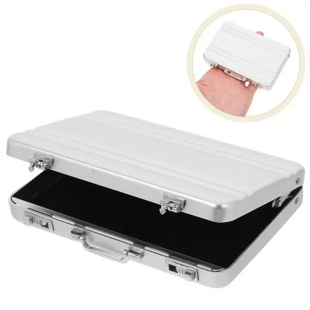 Alt view image 5 of 7 - Business Card Holder, Aluminum Alloy Name Card Case with Handle, Mini Metal Briefcase Organizer for Business Meetings And Events Storage Mensliver