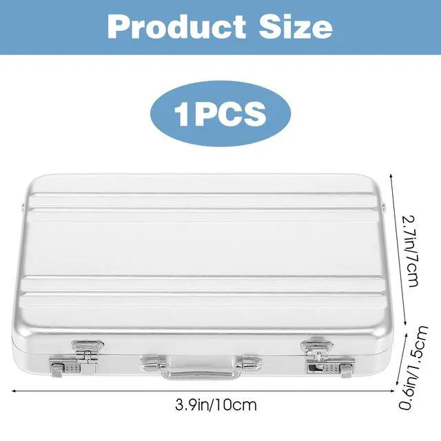 Alt view image 2 of 7 - Business Card Holder Mini Briefcase Metal Business Card Holder Aluminum Cards Case Portable Briefcase Organizer Cards Holders Office Supplies for Office and Travel