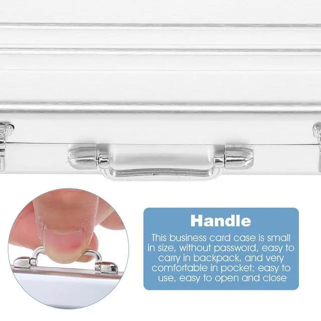 Alt view image 5 of 7 - Business Card Holder Mini Briefcase Metal Business Card Holder Aluminum Cards Case Portable Briefcase Organizer Cards Holders Office Supplies for Office and Travel