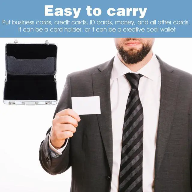 Alt view image 6 of 7 - Business Card Holder Mini Briefcase Metal Business Card Holder Aluminum Cards Case Portable Briefcase Organizer Cards Holders Office Supplies for Office and Travel