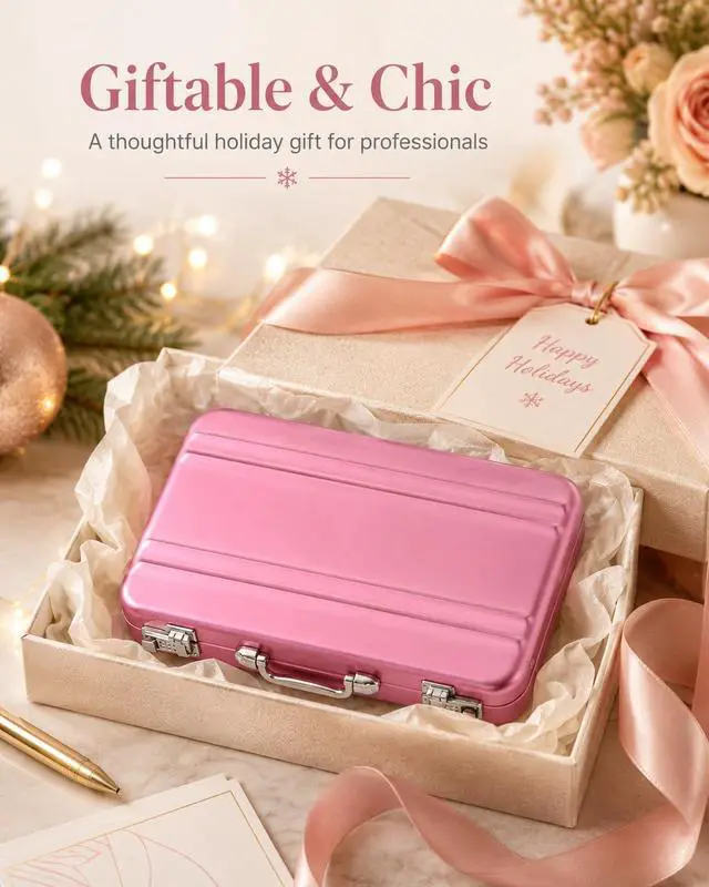 Alt view image 7 of 7 - Business Card Holder: Mini Business Card Storage Box Case for Men Or Women Waterproof Aluminium Briefcase Pocket Credit Holders for Men Organizer