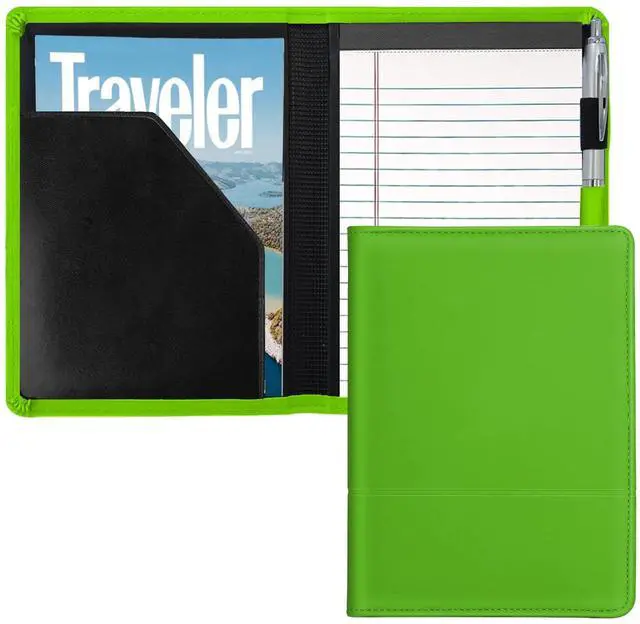 Main image of , Mini Padfolio Portfolio Binder 5 x 8 Legal Writing Pad, A5 Document Organizer Folder for Men Women,Green.