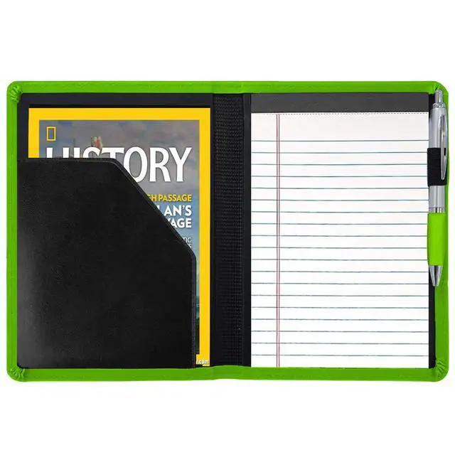 Alt view image 4 of 6 - , Mini Padfolio Portfolio Binder 5 x 8 Legal Writing Pad, A5 Document Organizer Folder for Men Women,Green.